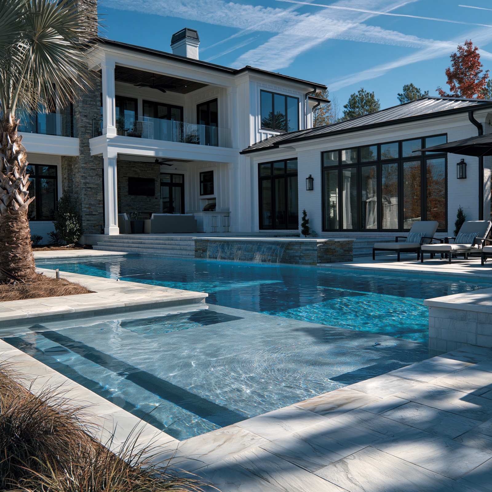 Pristine North Dallas residential pool kept crystal clear by Cerulean Pool Services