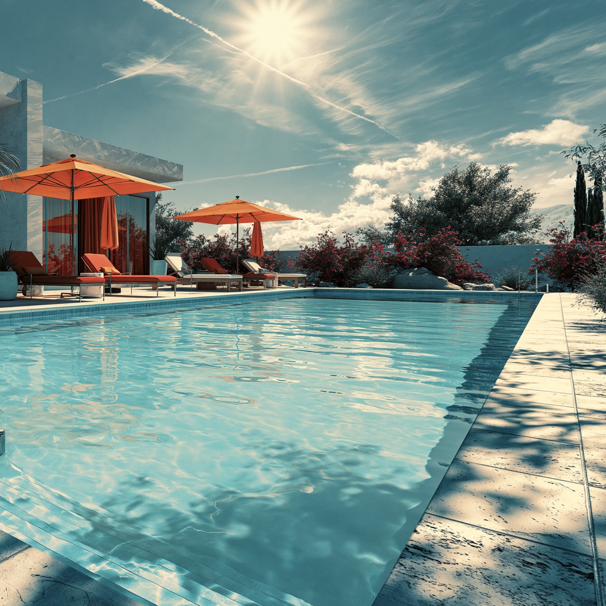 Sunlit residential pool in Highland Park